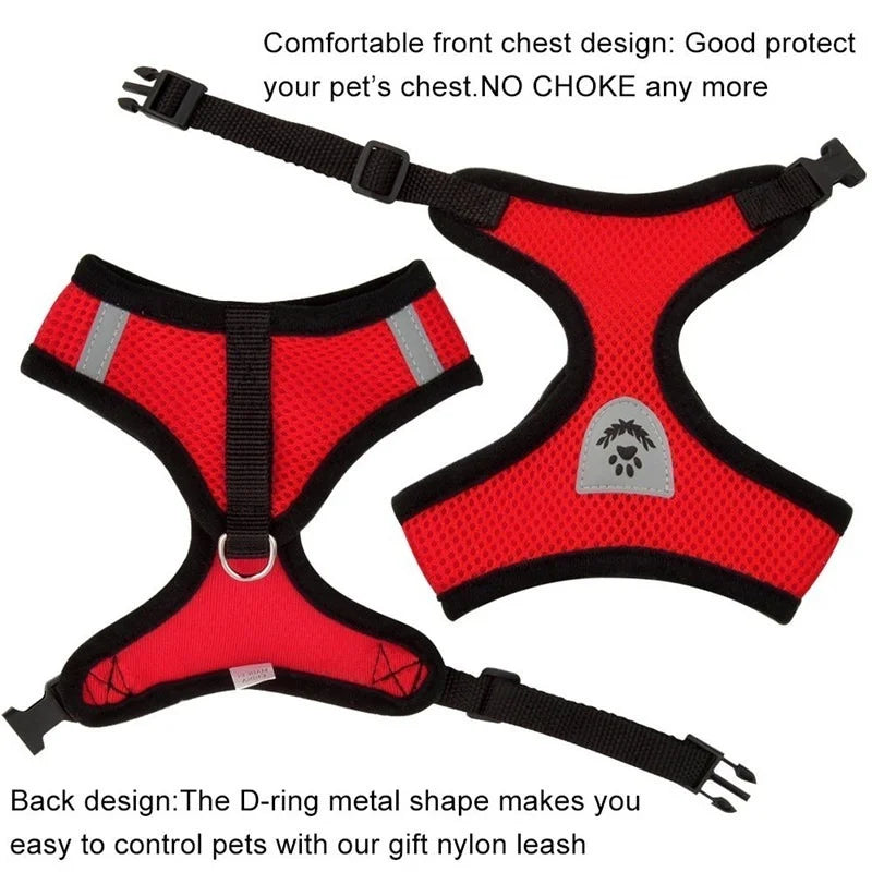 Cat Dog Harness with Lead Leash Adjust